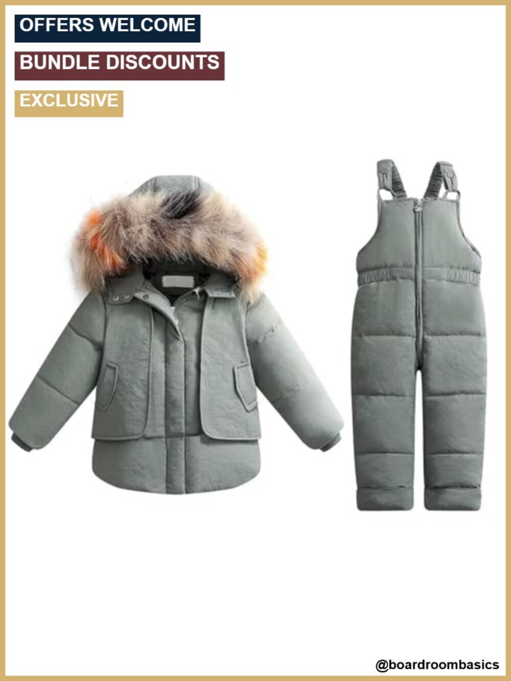 Toddler Snowsuit with Duck Down Filling, Hooded Snow Jacket and Pants Set,